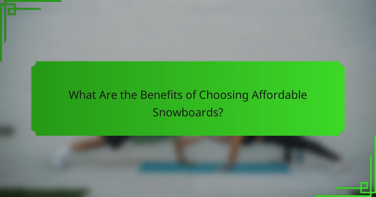 What Are the Benefits of Choosing Affordable Snowboards?