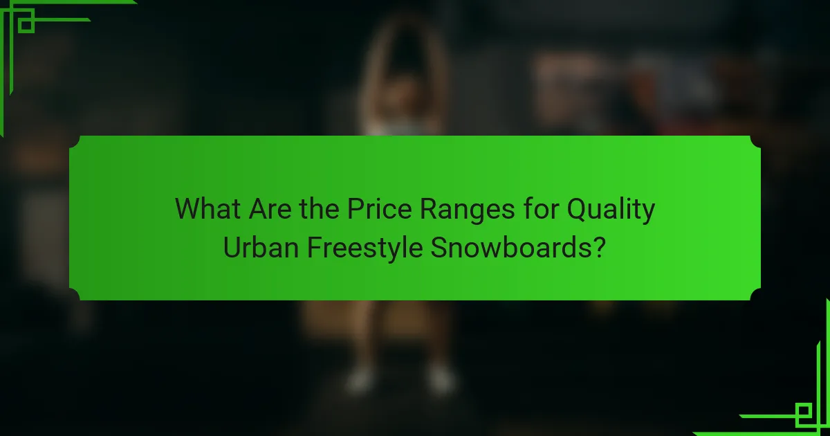 What Are the Price Ranges for Quality Urban Freestyle Snowboards?